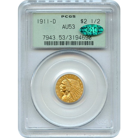 アンティークコイン 金貨 1911-D Strong D $2.50 Quarter Eagle Gold