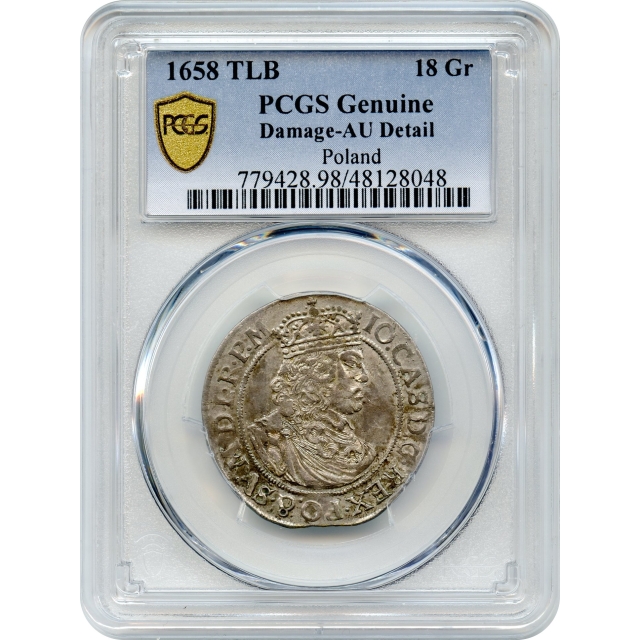 World Silver Poland - 1658 TLB 18 Groszy (Tympf) PCGS MS98