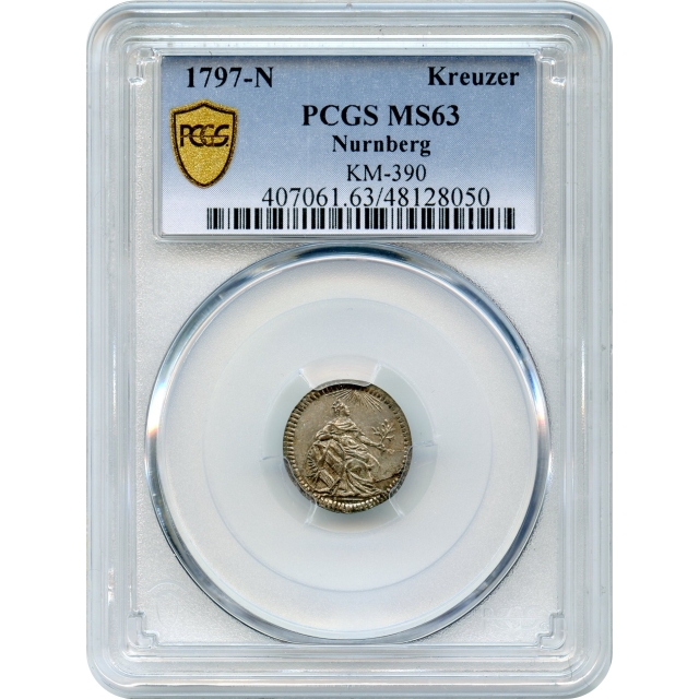 World Silver German States - 1797-N Kreuzer Nurnberg PCGS MS63