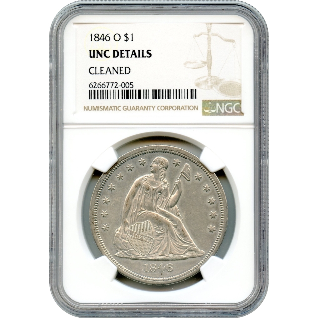 1846-O $1 Liberty Seated Silver Dollar NGC UNC Details