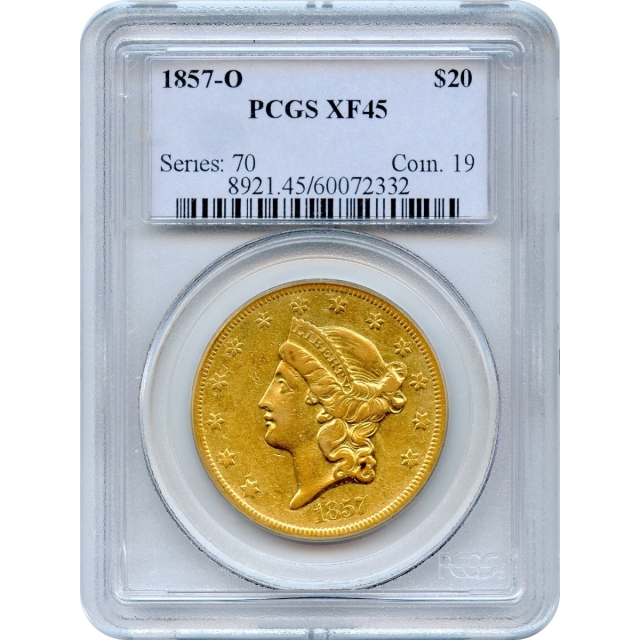 1857-O $20 Liberty Head Double Eagle PCGS XF45