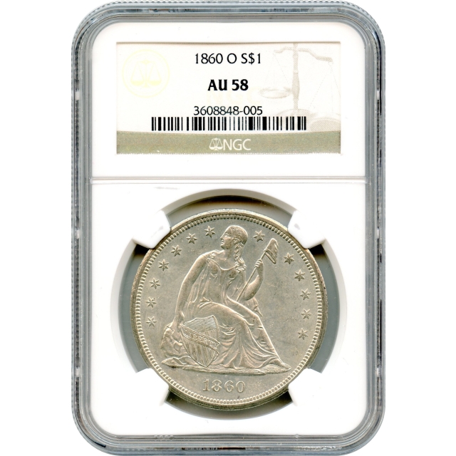 1860-O $1 Liberty Seated Silver Dollar NGC AU58 "Great Type Coin"