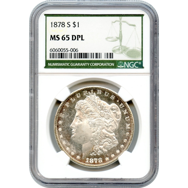 1878-S $1 Morgan Silver Dollar NGC (Green Label) MS65DMPL