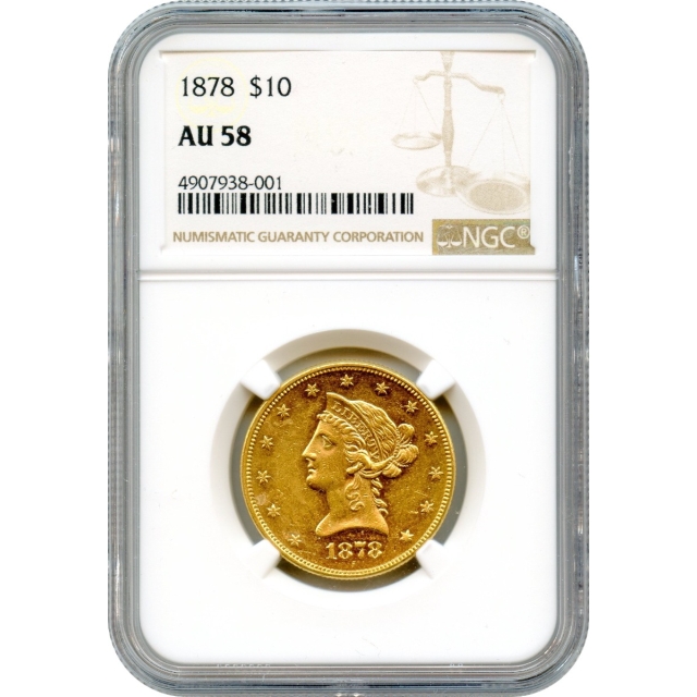 1878 $10 Liberty Head Eagle NGC AU58