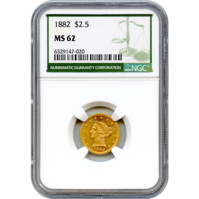 1882 $2.50 Liberty Head Quarter Eagle NGC MS62 - mintage of 4,000-!