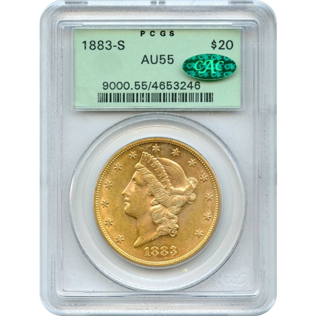 1883-S $20 Liberty Head Double Eagle PCGS AU55 (CAC)
