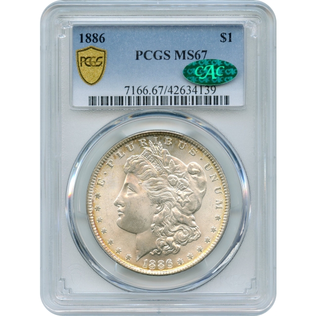 1886 $1 Morgan Silver Dollar PCGS MS67 (CAC)