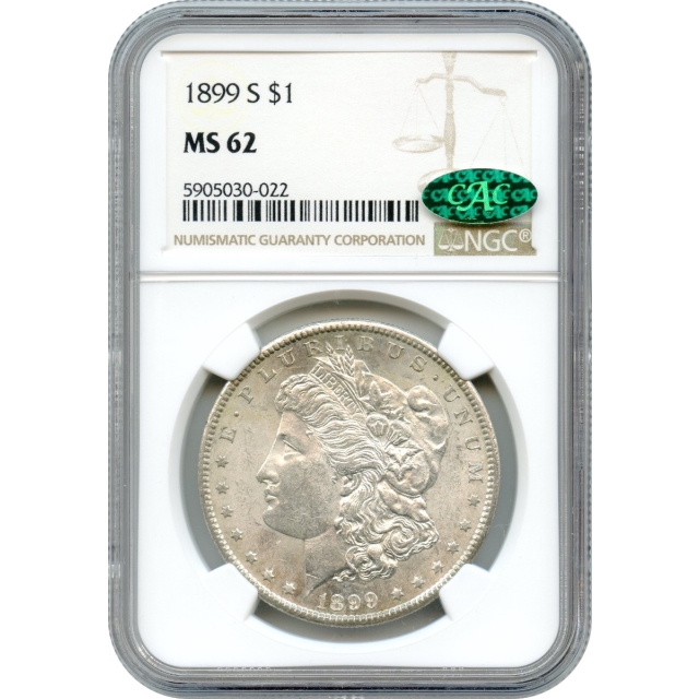 1899-S $1 Morgan Silver Dollar NGC MS62 (CAC)