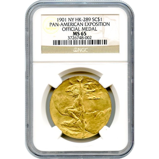 So-Called Dollar - 1901 NY SC$1, HK-289 Brass Pan-American Exposition NGC MS65