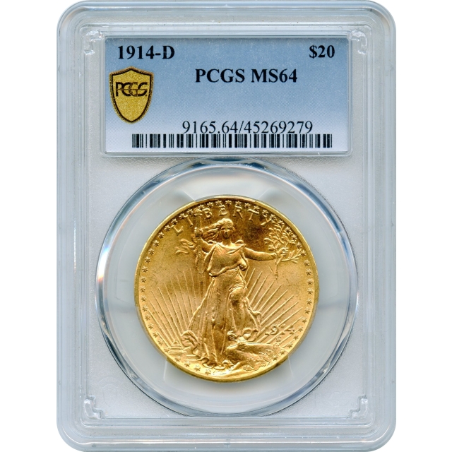 1914-D $20 Saint Gaudens Double Eagle PCGS MS64