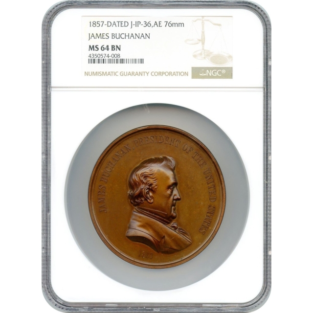 Indian Peace Medal - 1857 James Buchanan,  J-IP-36 AE 76mm NGC MS64 