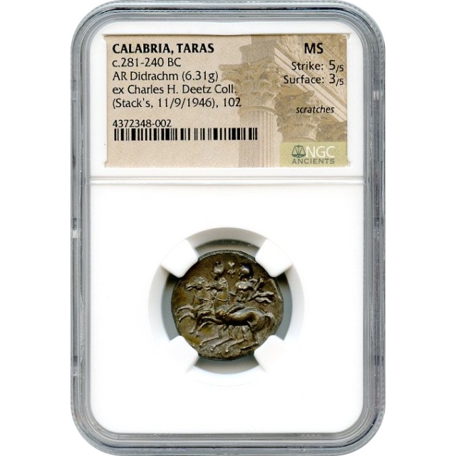 Ancient Greece - 281-240 BC Calabria, Taras AR Didrachm NGC MS