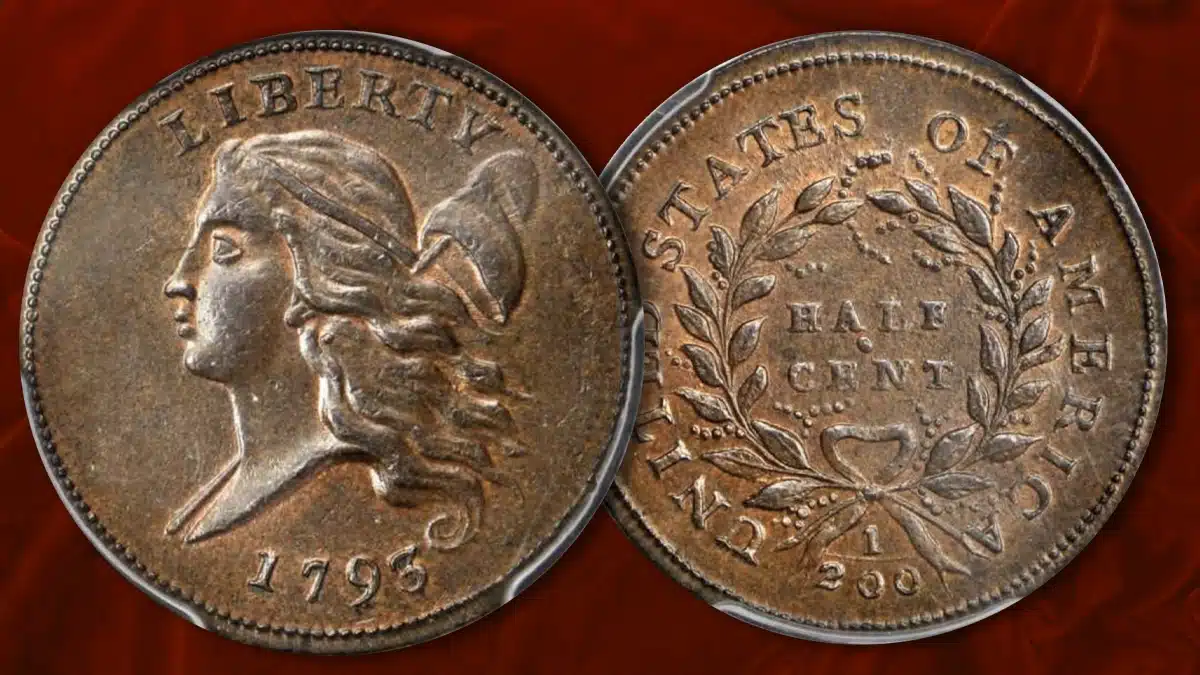 1793 Flowing Hair Half Cent Coin