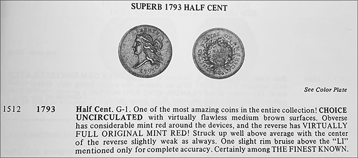1793 Half Cent C-3 Auction 80 Lot 1512