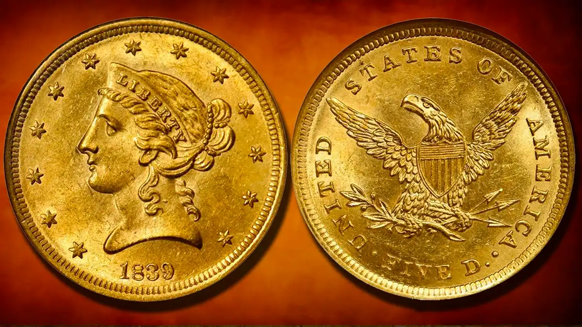 1839 Liberty Head Half Eagle SB Coin