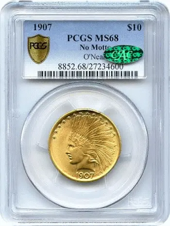 1907 Indian Eagle. No Motto Coin