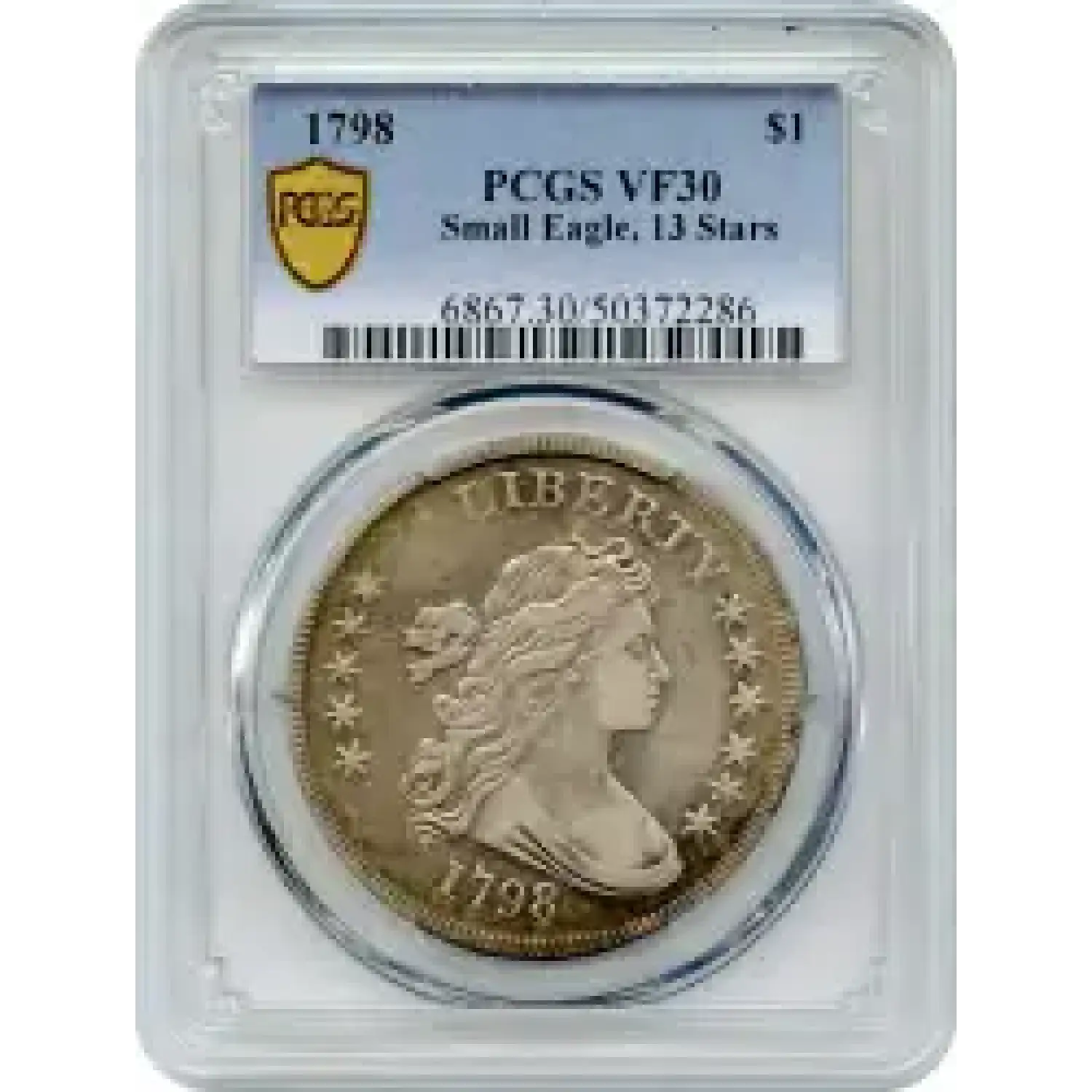 1798 $1 Draped Bust Silver Dollar PCGS VF-30 BB-82 Small Eagle, 13 ...
