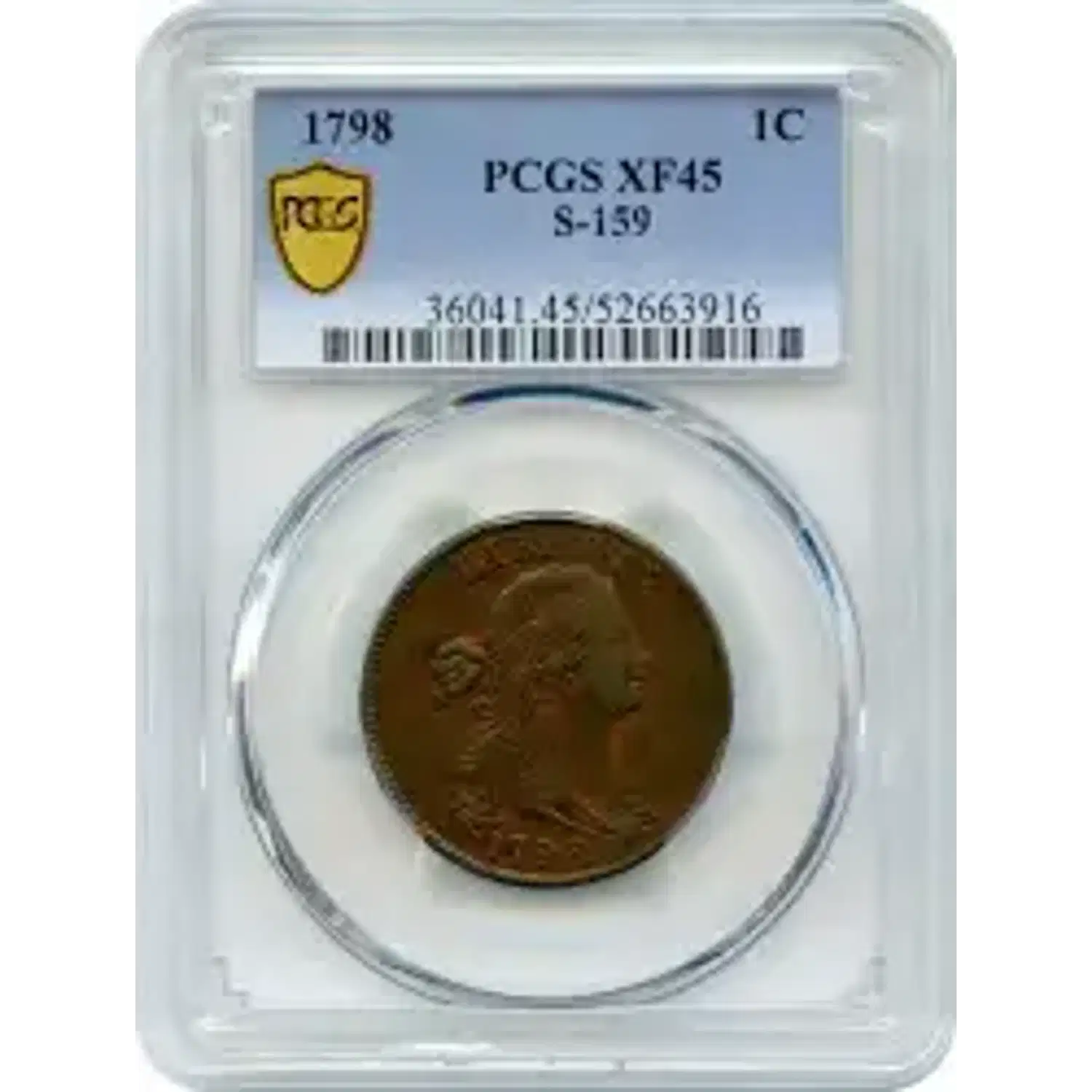 1798 1C Draped Bust Large Cent PCGS XF-45 S-159, 1st Hair Style - AU ...