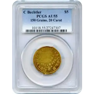 (1831-34) $5 C. Bechtler, Assayer, with 150.G. (5)