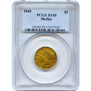 1849 $5 Moffat & Co.