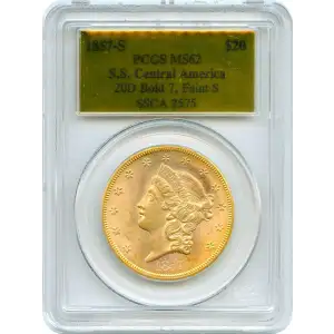 1857-S $20 Bold 7, Faint S S.S. Central America #1 Gold Foil (3)