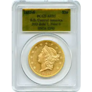 1857-S $20 Bold 7, Faint S S.S. Central America #1 Gold Foil (3)