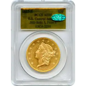 1857-S $20 Bold 7, Faint S S.S. Central America #1 Gold Foil (4)