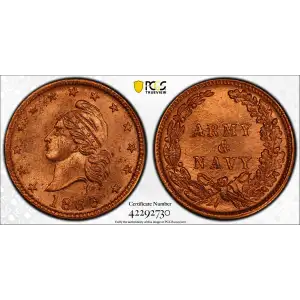 1863 Token F-15/319a Army & Navy Patriotic, RD (2)