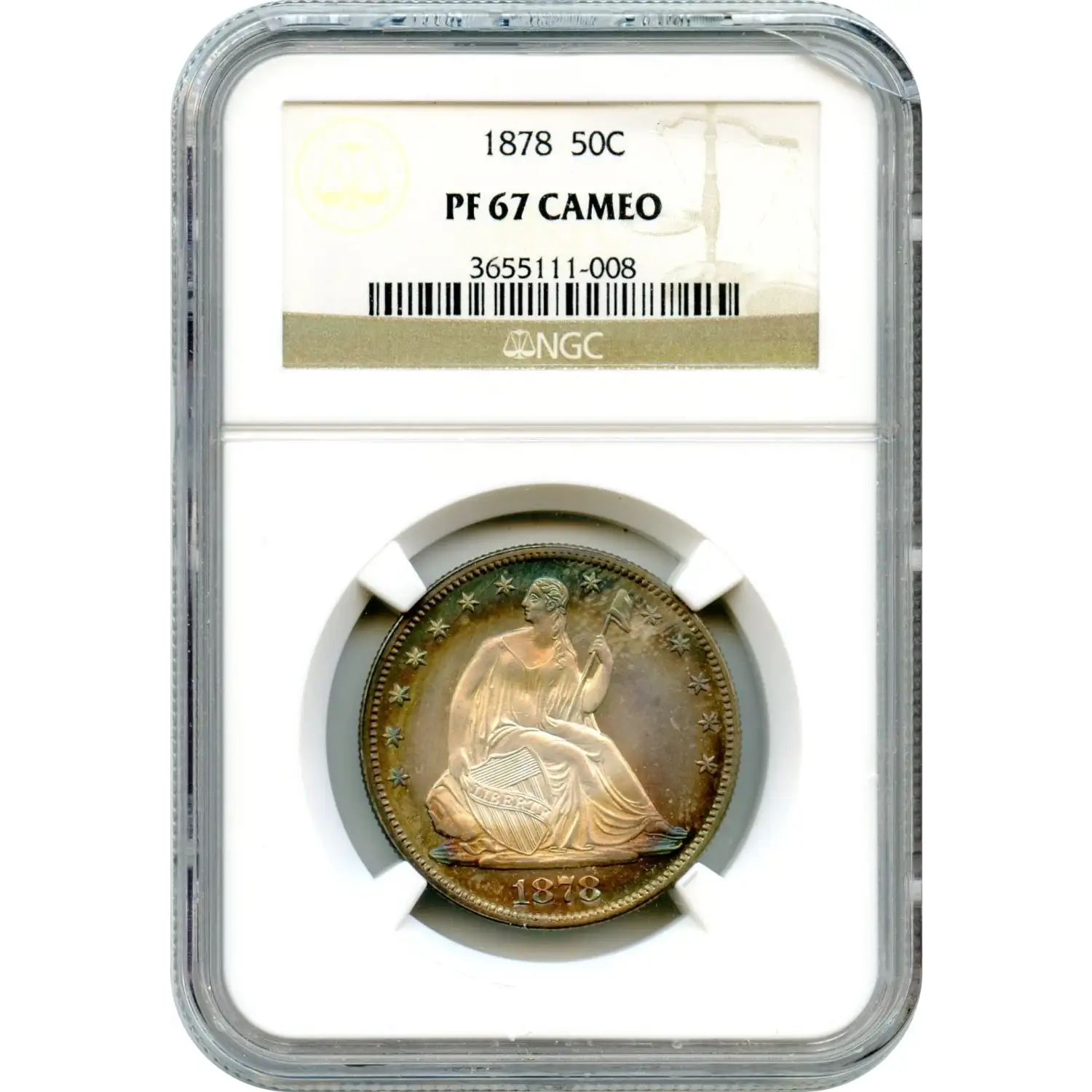 1878 50C Liberty Seated Half Dollar NGC PF-67 Cameo
