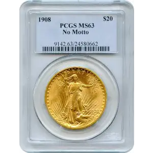 1908 $20 No Motto