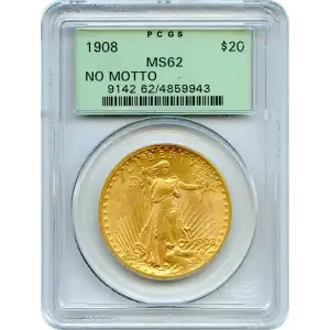 1908 $20 No Motto