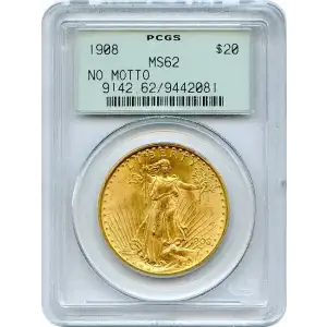 1908 $20 No Motto