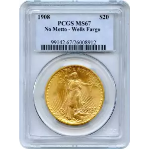 1908 $20 No Motto - Wells Fargo