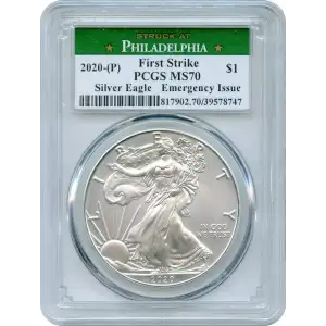 2020-(P) $1 Silver Eagle - Emergency Issue Struck at Philadelphia First Strike