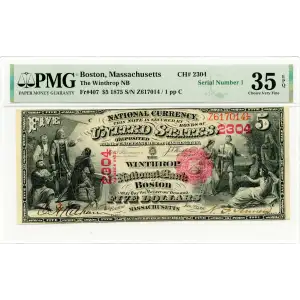 $5 1875 Red with scallops First Charter Period 407