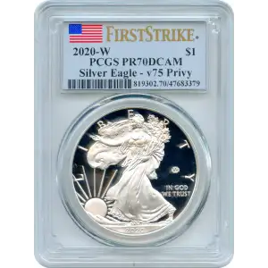 2020-W $1 Silver Eagle - v75 Privy First Strike, DCAM