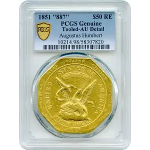 $50 Augustus Humbert, U.S. Assayer Pioneer Gold