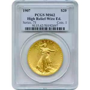1907 $20 High Relief, Wire Edge