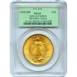 1908 $20 No Motto - Wells Fargo