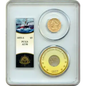 1855-S $5 S.S. Central America #2 (with Pinch) (2)