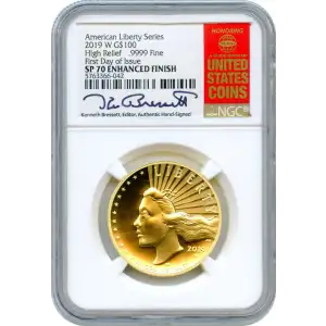 2019 High Relief - .9999 Fine First Day of Issue American Liberty Series ENHANCED FINISH (3)