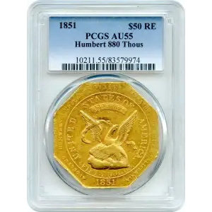 $50 Augustus Humbert, U.S. Assayer Pioneer Gold