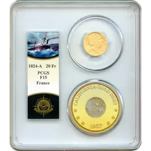 1824 A France Gold 20 FRANCS PCGS F-15 KM#712.1 (4)