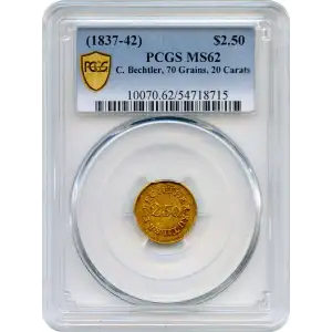 (1837-42) $2.50 C. Bechtler, 70 Grains, 20 Carats (2)