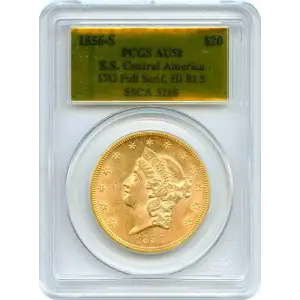 1856-S $20 Full Serif, High Right S S.S. Central America #1 Gold Foil (3)