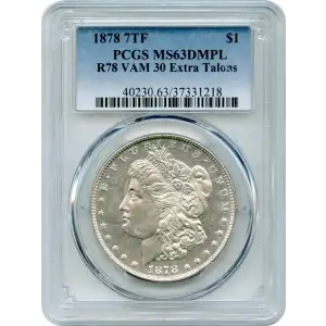 1878 7/8TF $1 VAM 30 Extra Talons Weak 7/0, DMPL (3)
