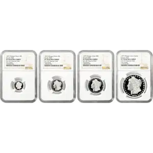 1879 1879 Morgan Schoolgirl Pattern Silver Set NGC PF-70
