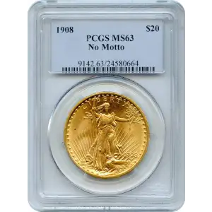 1908 $20 No Motto