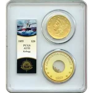 1855 $20 Kellogg & Co. S.S. Central America #2 (with Pinch) (2)