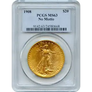 1908 $20 No Motto